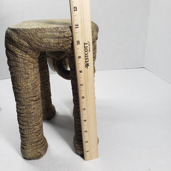 Vintage African Resin Elephant 11" Gray Plant Stand Table Statue Garden Bohemian - Picture 7 of 16